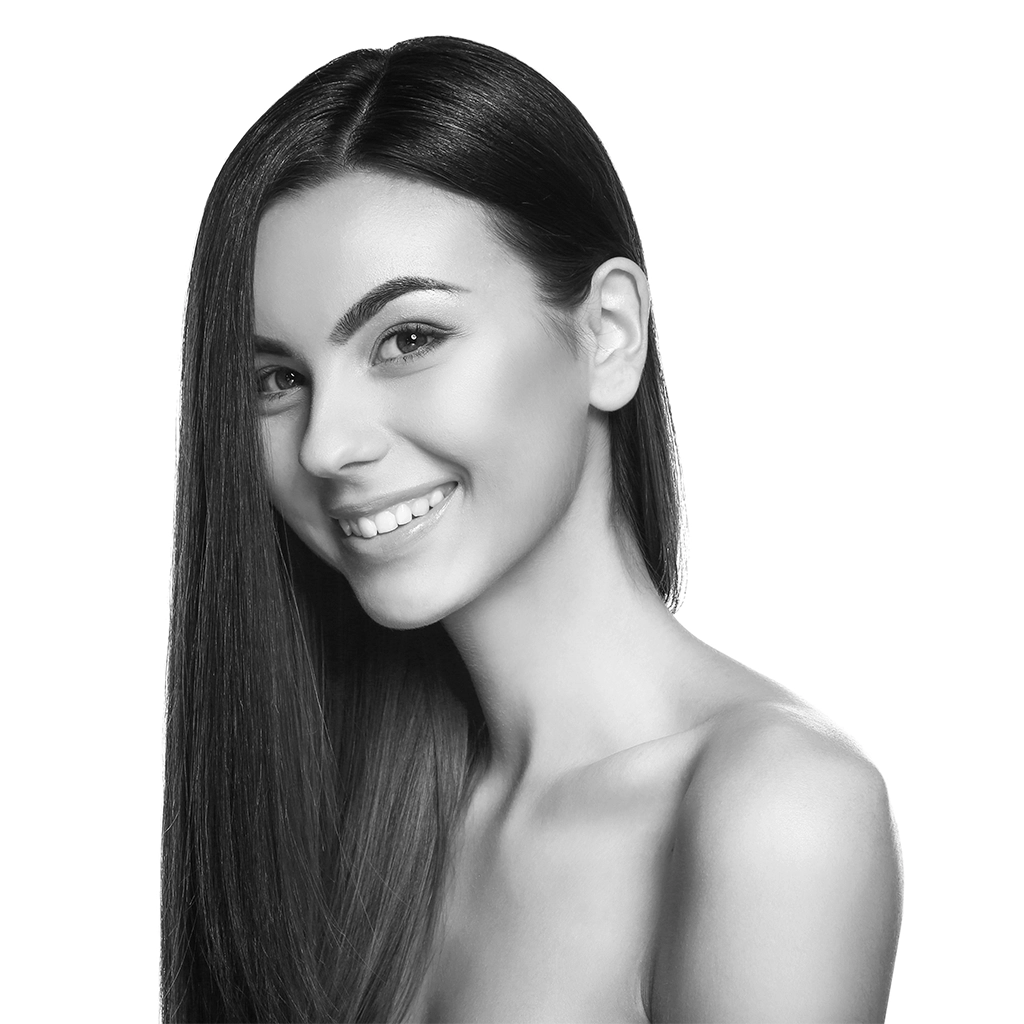 Portrait of beautiful young woman with healthy long hair